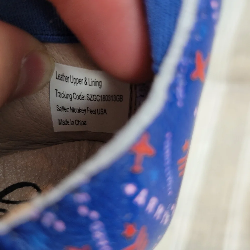 NEW Monkey‎ Feet Ballerina Leather Moccasins Military Blue Size 3-6 Months